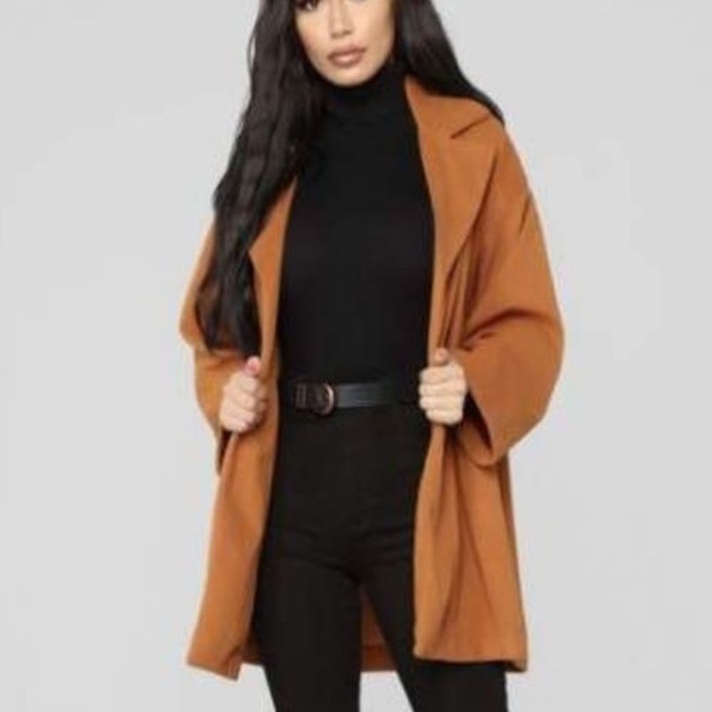 Fashion Nova Tan Camel Color Lightweight Lined Coat (Size: Medium)